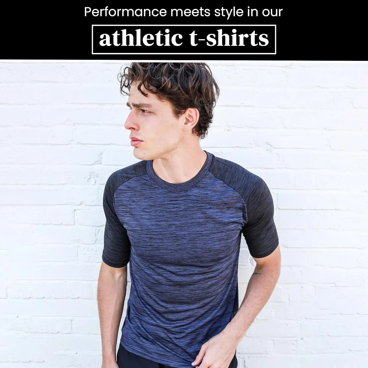 [5 Pack] Men’s Workout Short Sleeve Dry Fit T Shirts Quick Dry Active Athletic Crewneck Running Gym Moisture Wicking Tee Tops