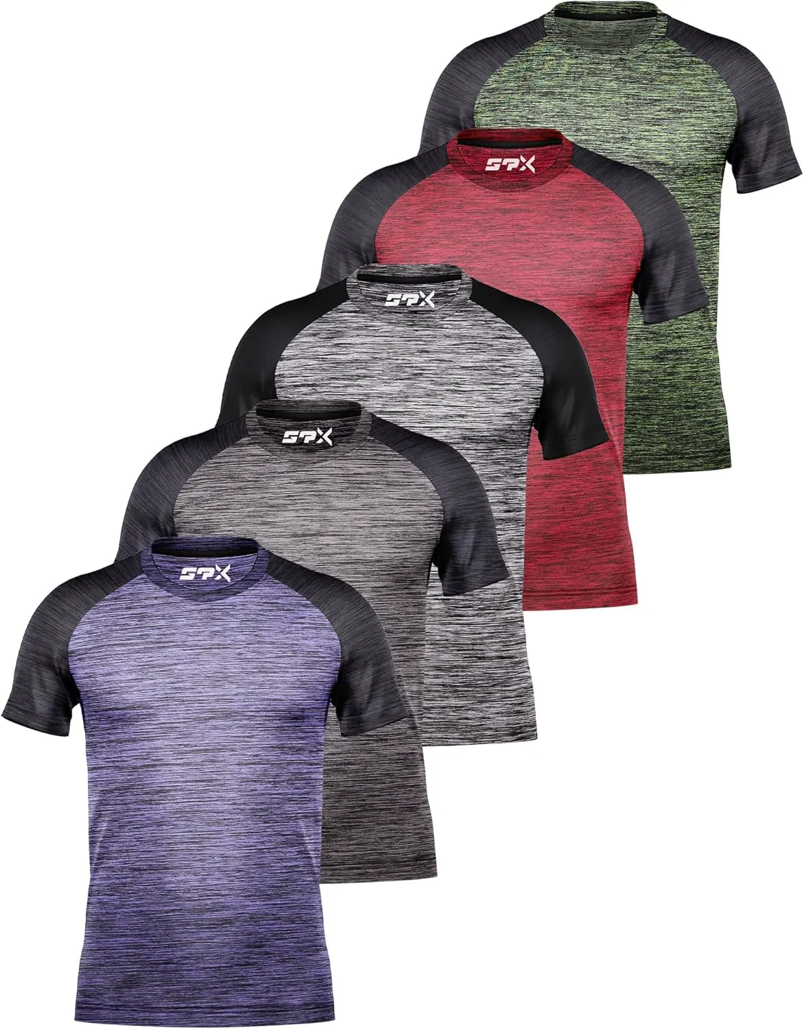 [5 Pack] Men’s Workout Short Sleeve Dry Fit T Shirts Quick Dry Active Athletic Crewneck Running Gym Moisture Wicking Tee Tops
