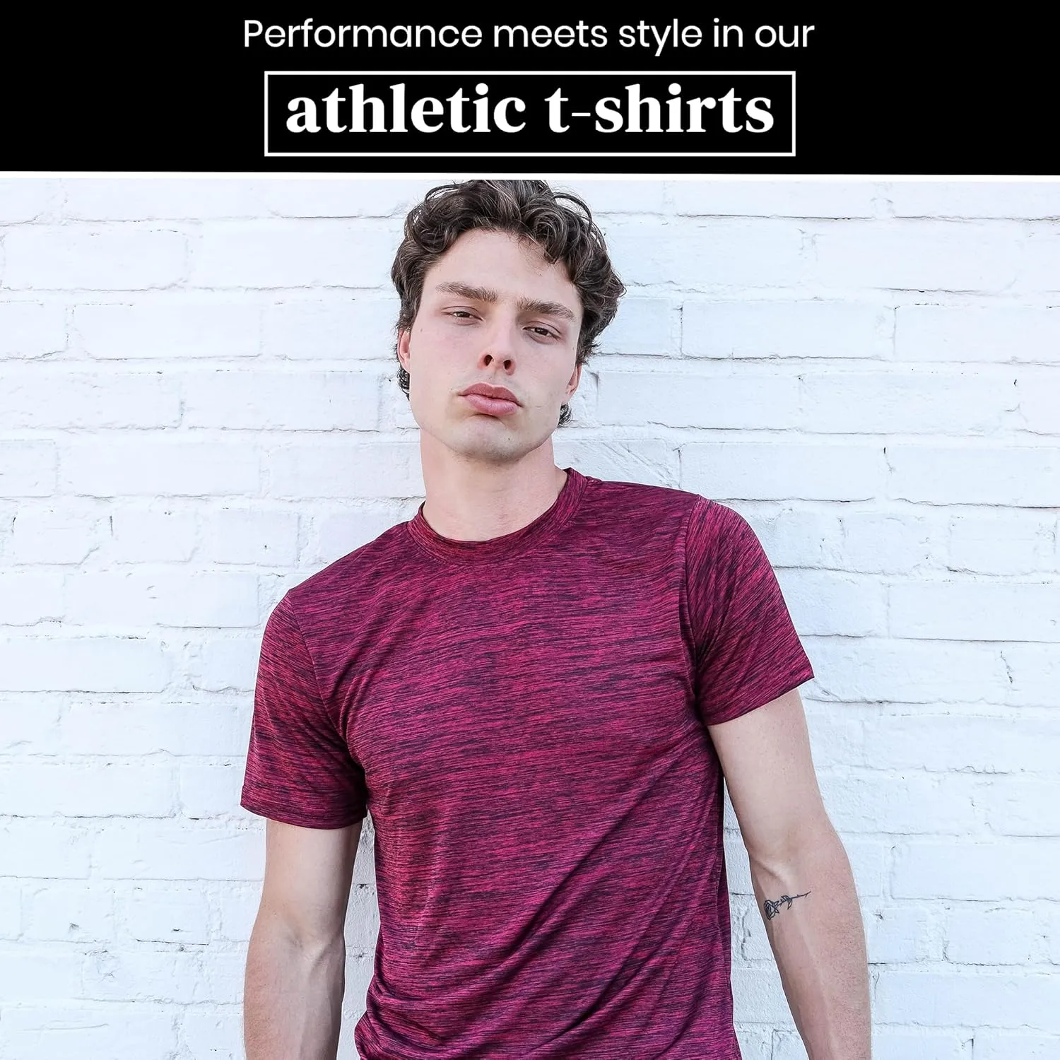 [5 Pack] Men’s Workout Short Sleeve Dry Fit T Shirts Quick Dry Active Athletic Crewneck Running Gym Moisture Wicking Tee Tops