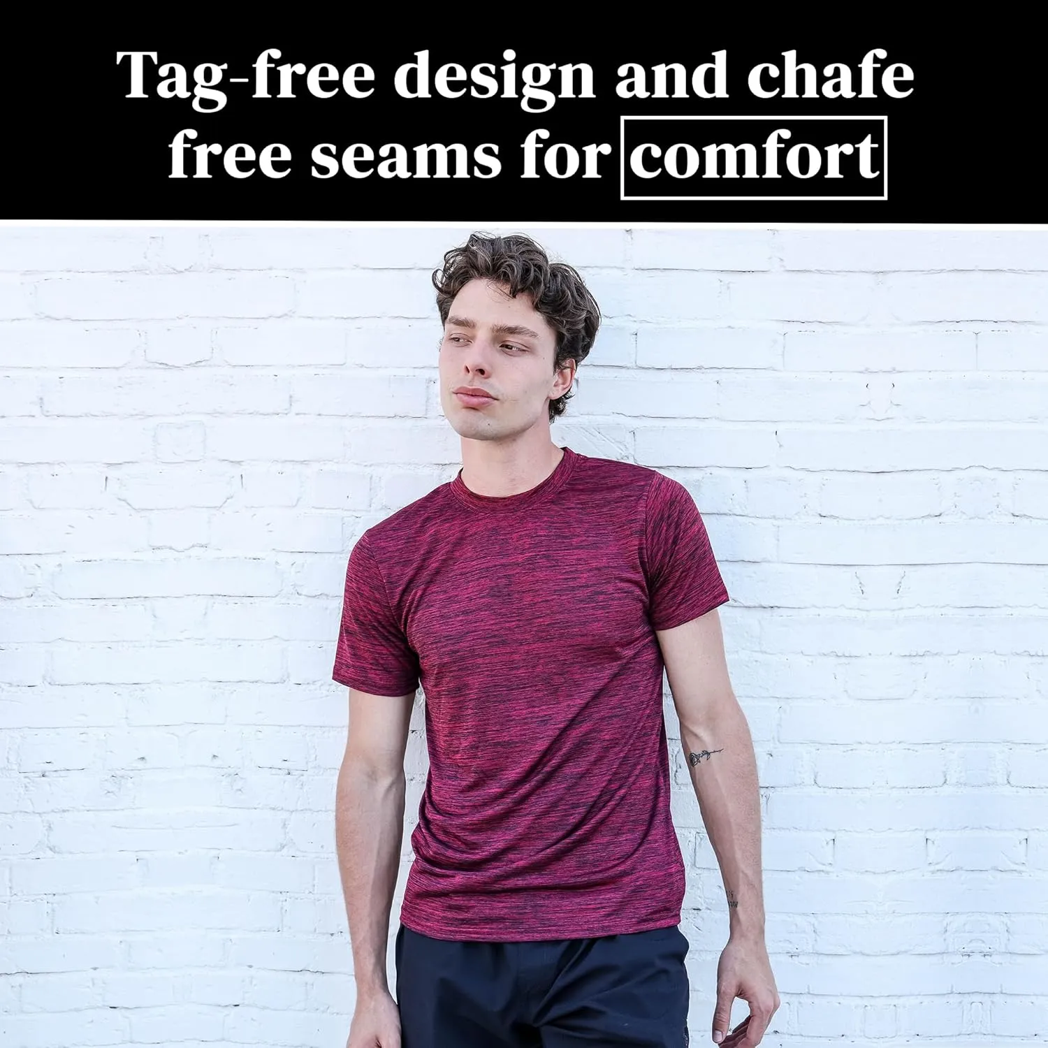 [5 Pack] Men’s Workout Short Sleeve Dry Fit T Shirts Quick Dry Active Athletic Crewneck Running Gym Moisture Wicking Tee Tops
