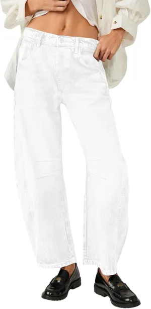 Barrel Jeans for Women Fashion High Waisted Wide Leg Casual Jeans Baggy Cropped Relax Fit Denim Trouser Ankle Pants