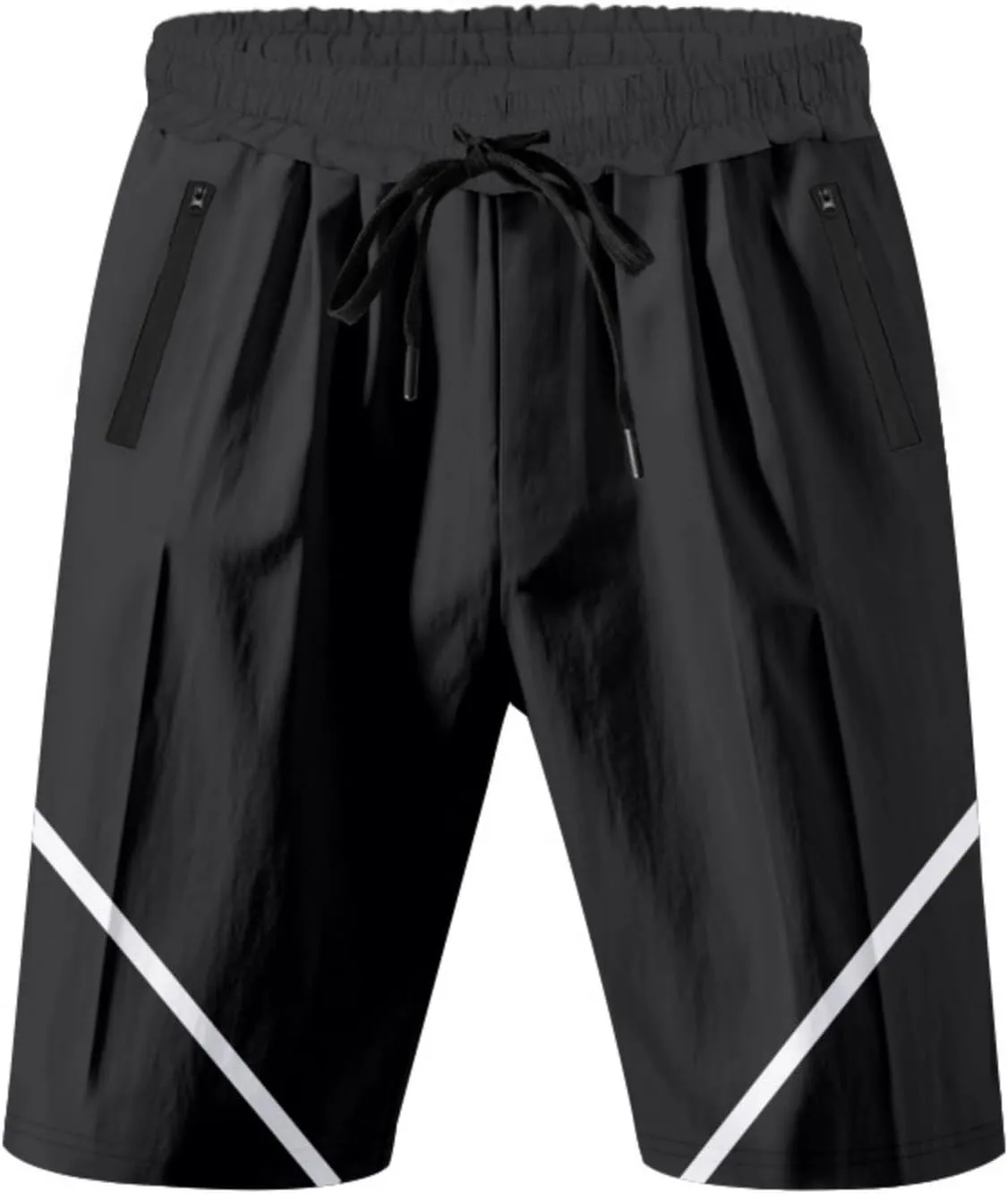 Basketball Shorts for Men Quick Dry Workout Running Shorts Big and Tall Drawstring Short Activewear with Zipper Pockets