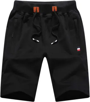 Big Boy's Casual Shorts Summer Cotton Classic Fit Elastic Waist Shorts with Zipper Pockets