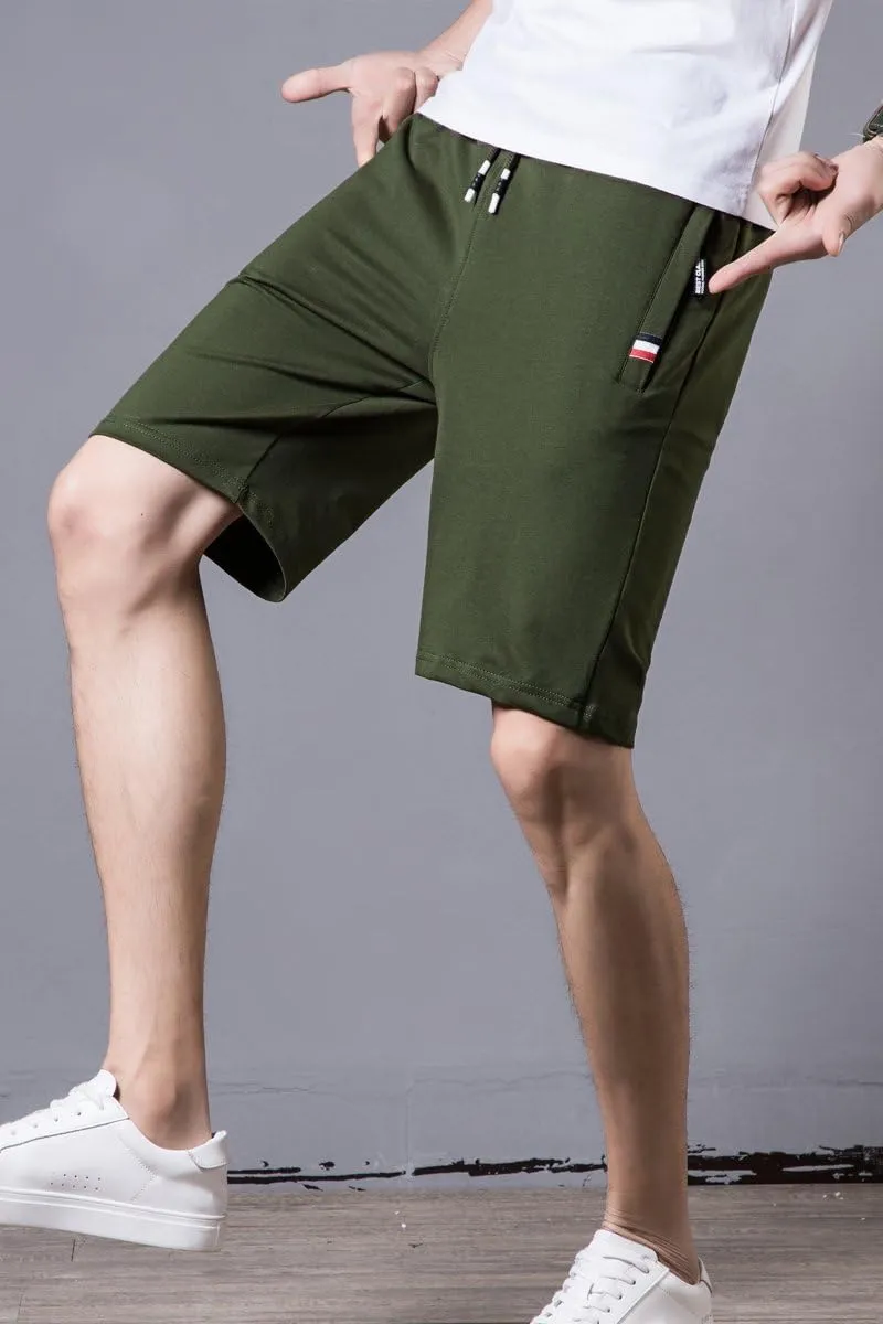 Big Boy's Casual Shorts Summer Cotton Classic Fit Elastic Waist Shorts with Zipper Pockets