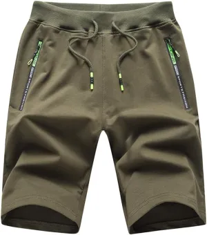 Big Boy's Casual Shorts Summer Cotton Classic Fit Elastic Waist Shorts with Zipper Pockets
