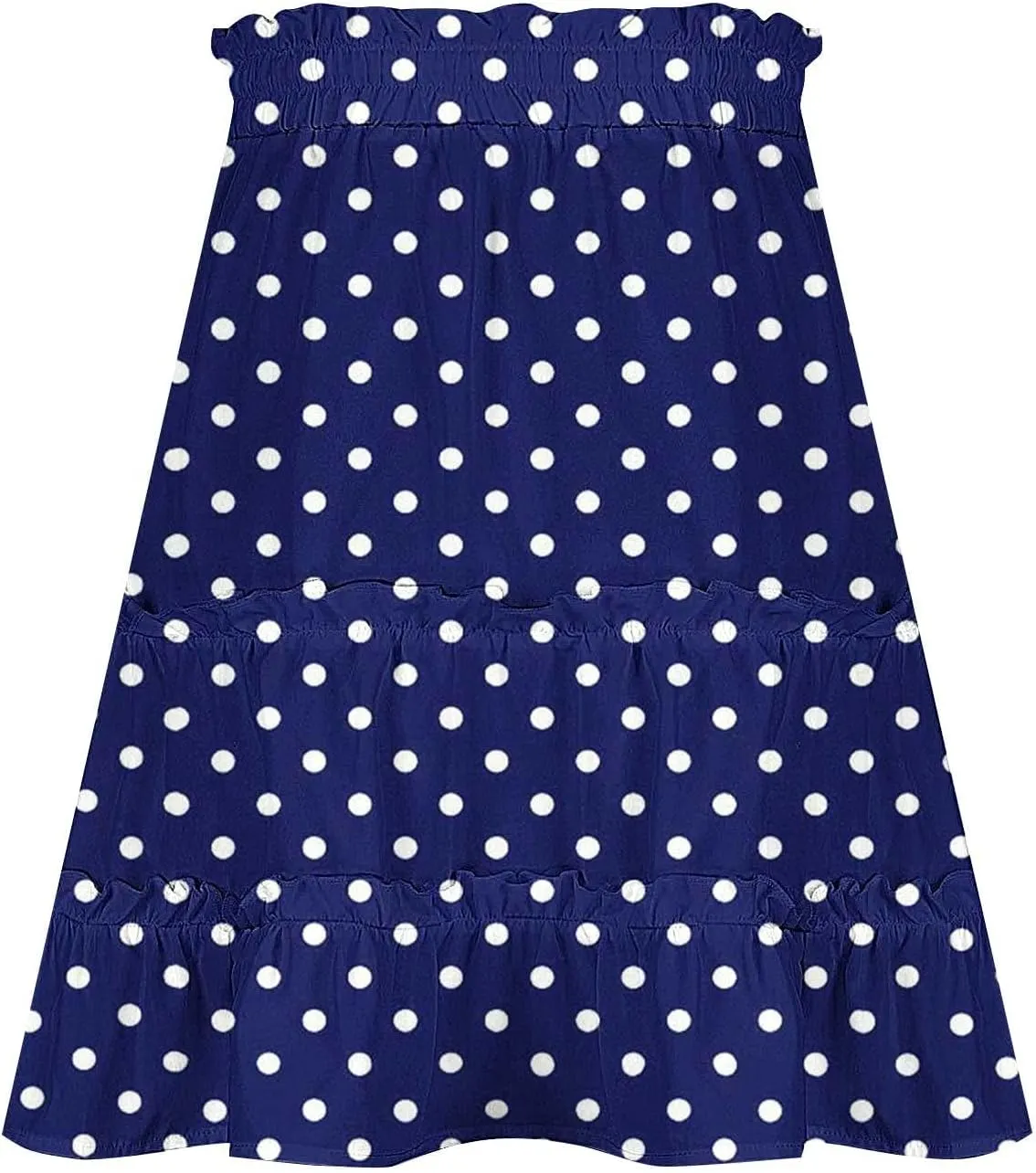 Boho Skirts for Women Summer Casual Elastic High Waist Drawstring Polka Dots Tie-up Flowy Short Mini Skirt