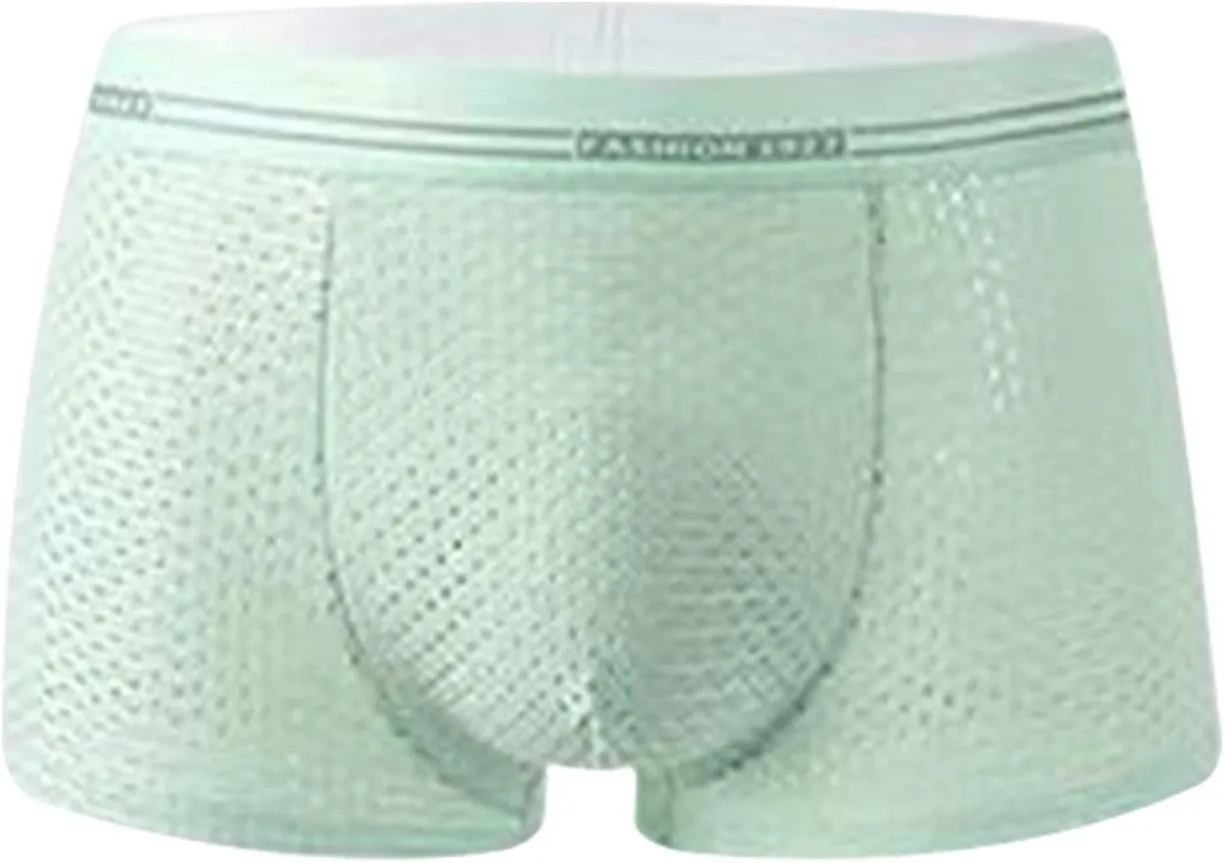Boxer Shorts Men Ice Silk Breathable Mesh Briefs Thin Transparent Trunks Soft Comfortable Underpants