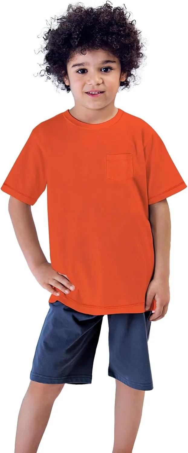 Brix Boys' Short Sleeve Tees- Pocket Crewneck Shirts 3 Pack.