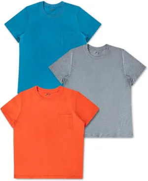 Brix Boys' Short Sleeve Tees- Pocket Crewneck Shirts 3 Pack.