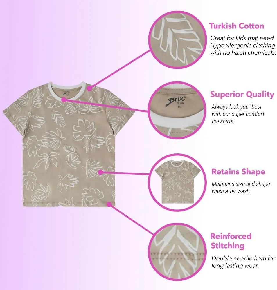 Brix Boys' Short Sleeve Tees- Pocket Crewneck Shirts 3 Pack.