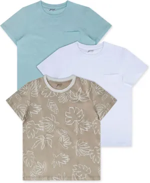 Brix Boys' Short Sleeve Tees- Pocket Crewneck Shirts 3 Pack.