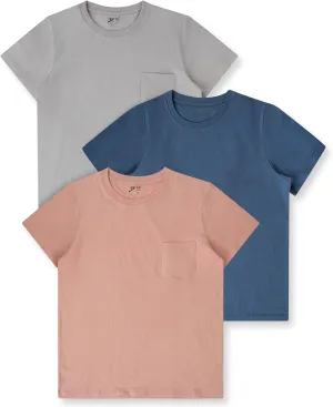 Brix Boys' Short Sleeve Tees- Pocket Crewneck Shirts 3 Pack.