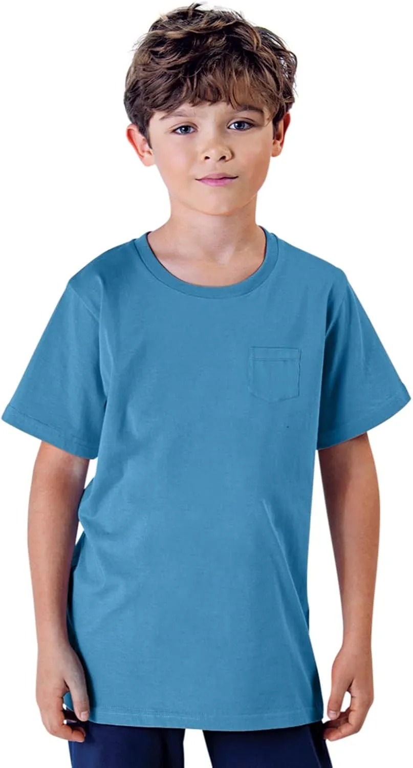 Brix Boys' Short Sleeve Tees- Pocket Crewneck Shirts 3 Pack.