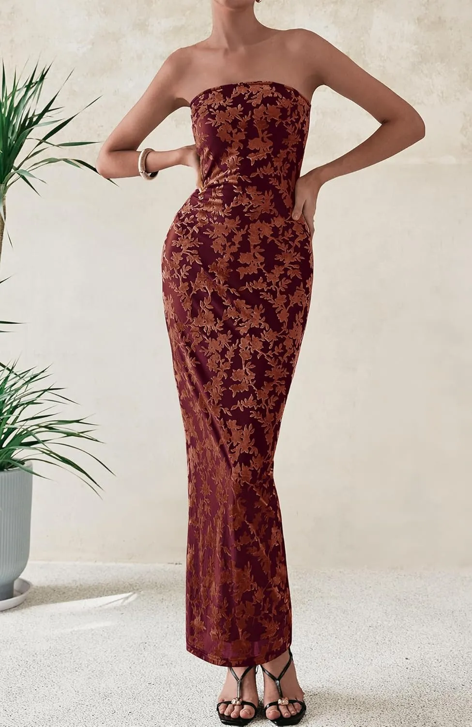 BTFBM Women Spring Dresses 2025 Elegant Wedding Guest Dresses Bodycon Tube Maxi Dress Split Floral Cocktail Dress