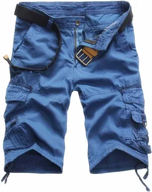 Classic Cargo Shorts for Men Vintage Washed Denim Work Short Men's Cargo Style with Multiple Pocket Triple-Stitch Hem