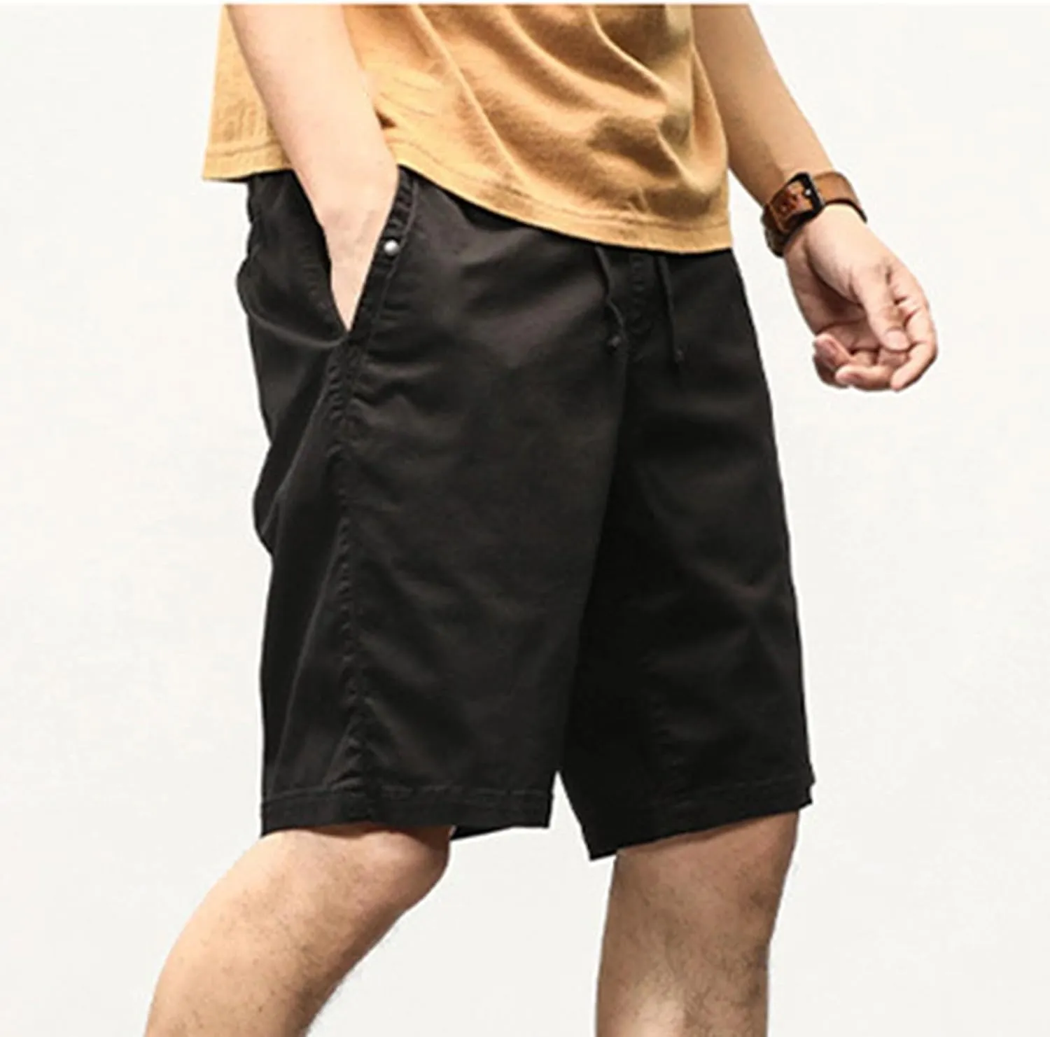 Cotton Cargo Shorts for Men Fashion Hiking Solid Outdoor Athletic Wear Resistance Short Multiple Pockets Summer Pants