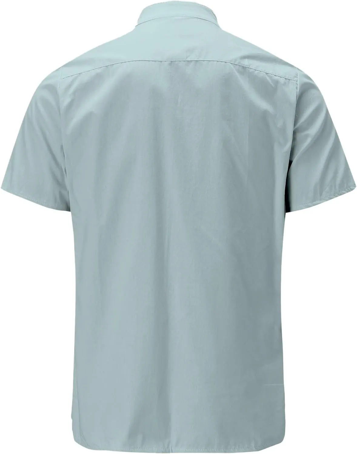 Cotton Linen Henley Shirts for Men Solid Short Sleeve Band Collar Shirt with Pocket Casual Summer Beach Tshirts