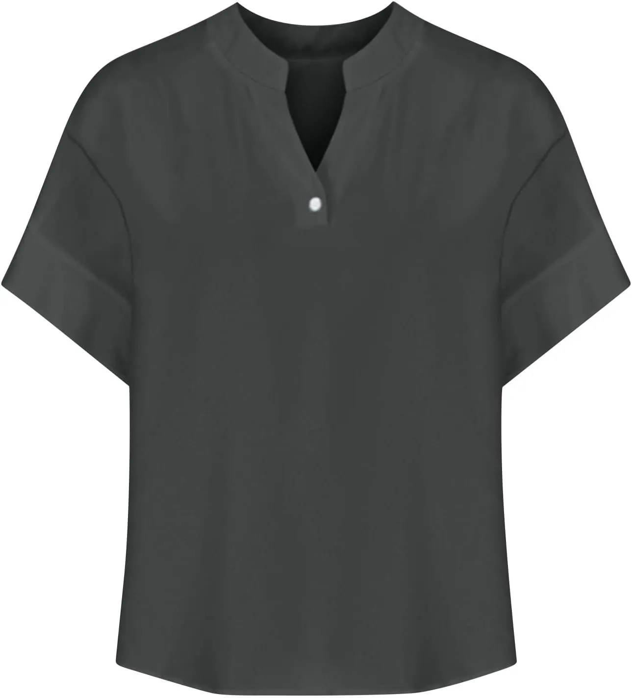 Cotton Linen Shirts for Women 2025 Summer Short Sleeve V Neck Button Down Tops Dressy Casual Oversized Tshirts