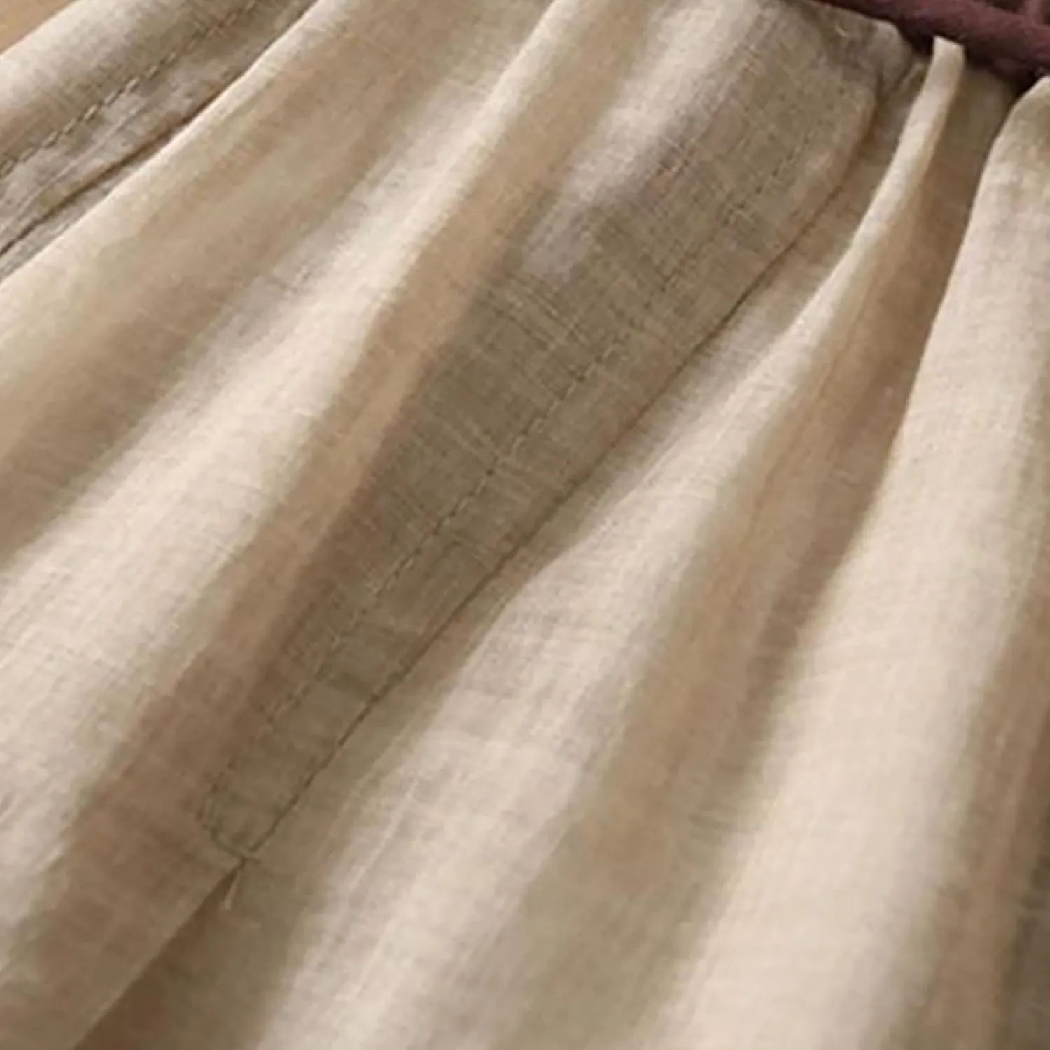 Cotton Linen Skirts for Women 2025 Summer A-Line Elastic Waist Front Strap Solid Skirt Embroidery Vintage Midi Skirts