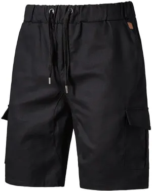 CRNTCEM Drawstring Casual Cargo Shorts for Men Summer Outdoor Twill Chinos Short Relaxed Fit Cotton Work Shorts with Pocket