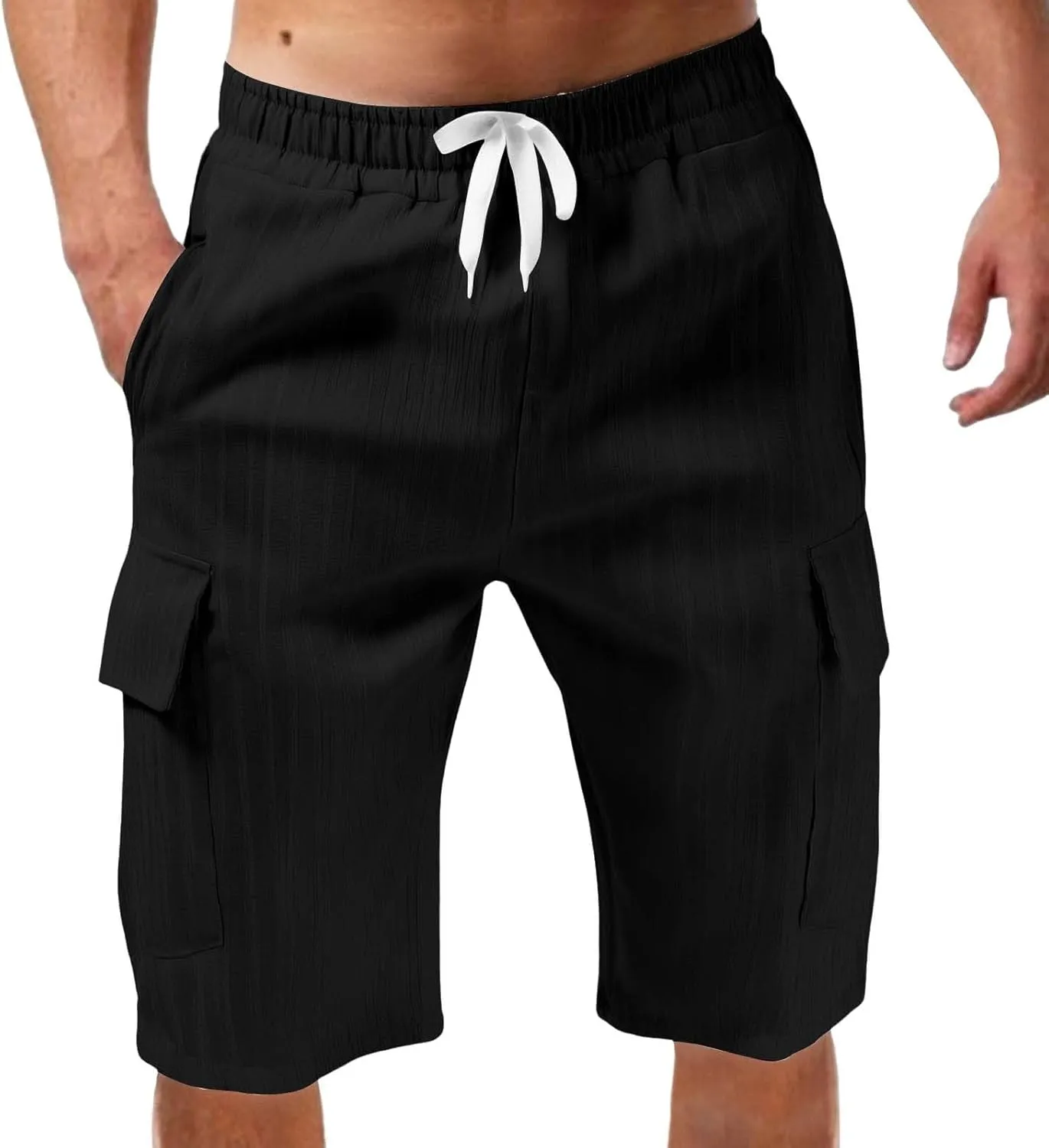 CRNTCEM Men's Drawstring Walk Short Relaxed Fit 2025 Summer Casual Outdoor Camping Hiking Work Shorts Big & Tall with Pocket