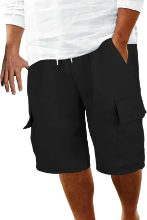 CRNTCEM Men's Drawstring Walk Short Relaxed Fit 2025 Summer Casual Outdoor Camping Hiking Work Shorts Big & Tall with Pocket
