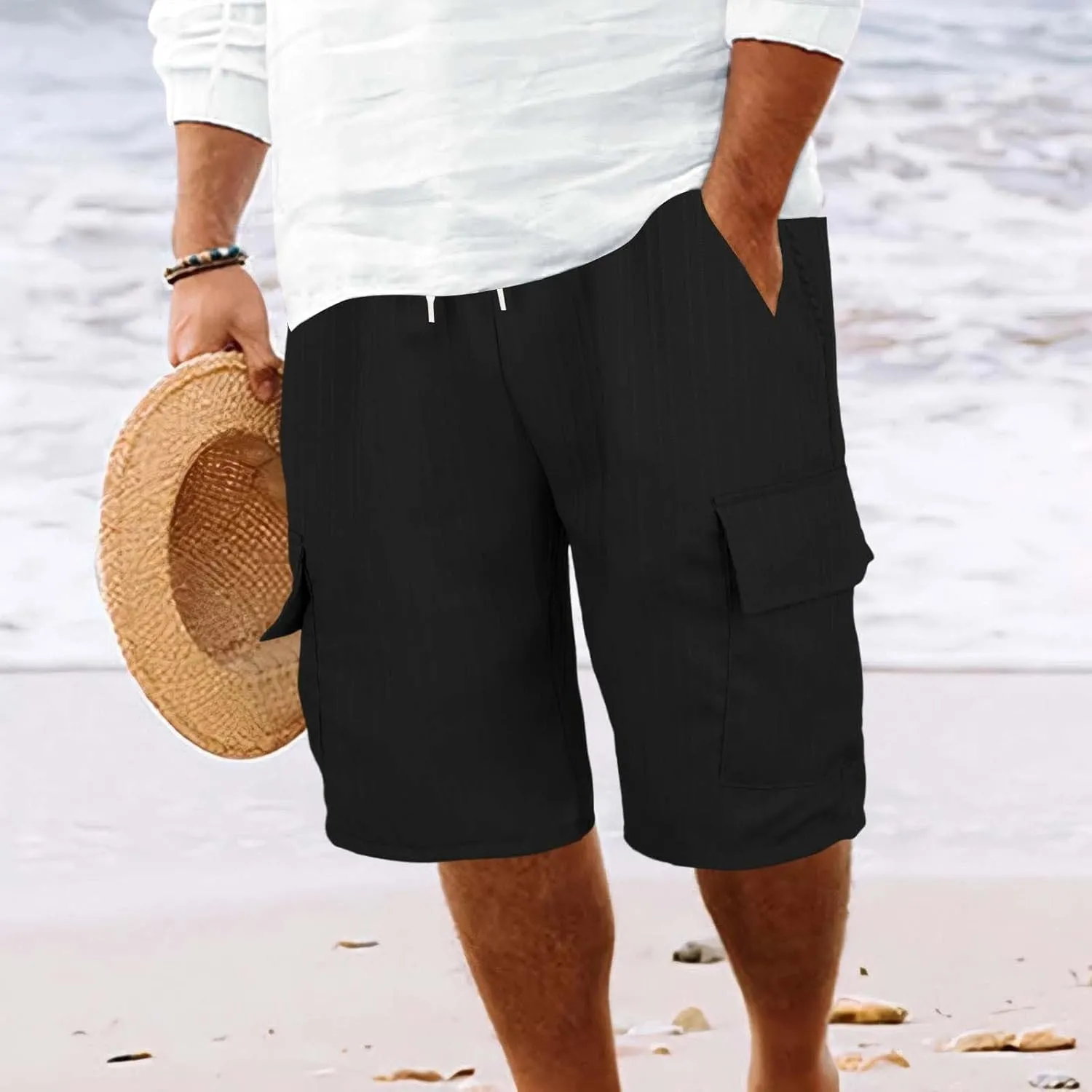 CRNTCEM Men's Drawstring Walk Short Relaxed Fit 2025 Summer Casual Outdoor Camping Hiking Work Shorts Big & Tall with Pocket