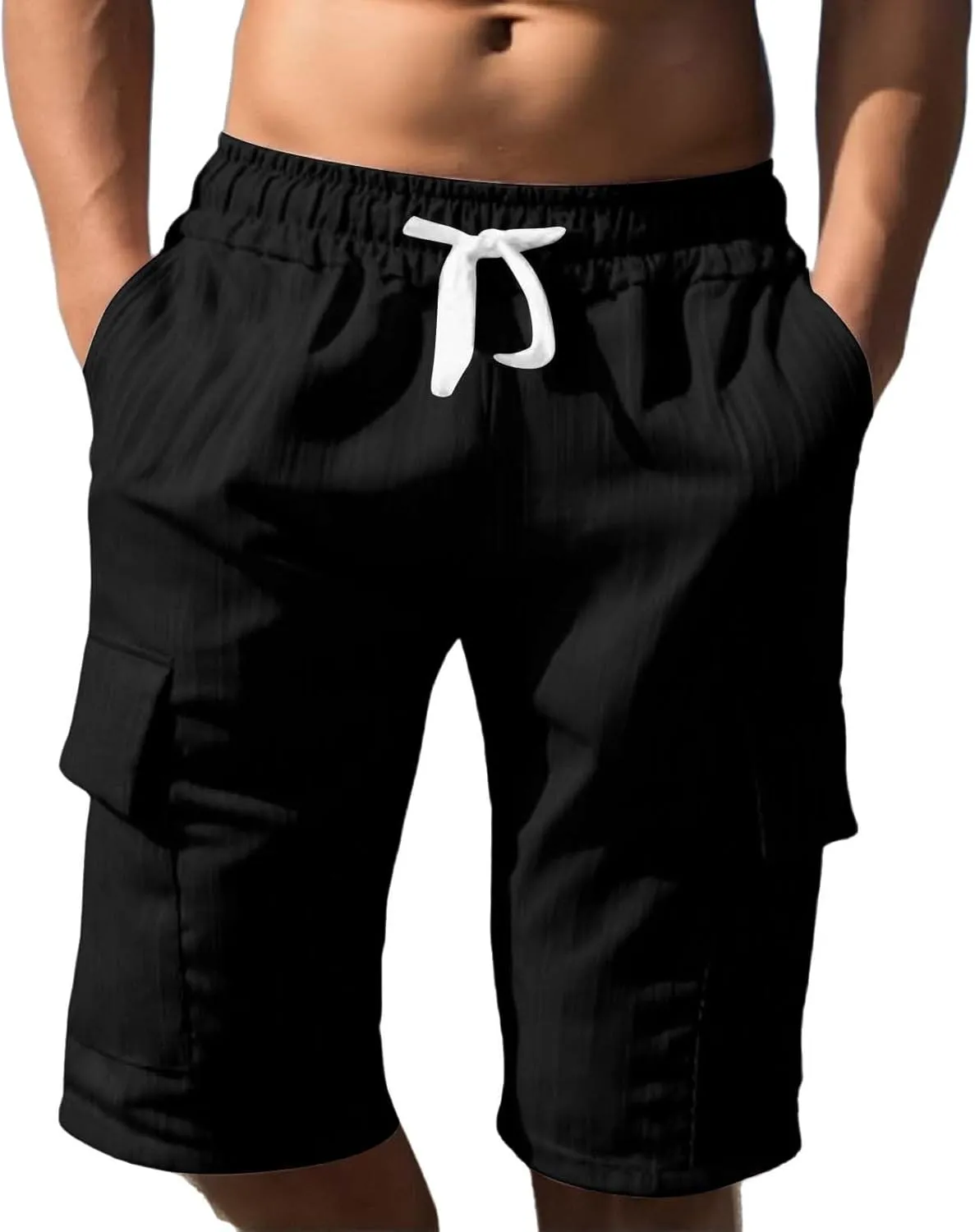 CRNTCEM Men's Drawstring Walk Short Relaxed Fit 2025 Summer Casual Outdoor Camping Hiking Work Shorts Big & Tall with Pocket