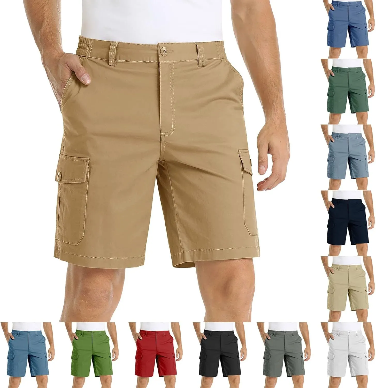 CRNTCEM Men's Golf Dress Shorts Stretch Work Flat Front Hybrid Shorts Summer Casual Chino Business Office Short with Pockets
