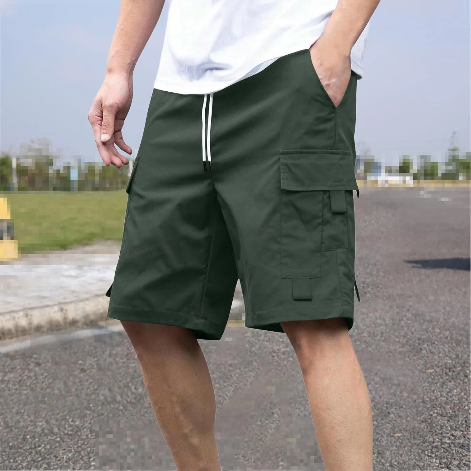 CRNTCEM Mens Ligthweight Outdoor Hiking Shorts Drawstring Casual Workout Running Work Shorts 2025 Classic Summer Sweat Short