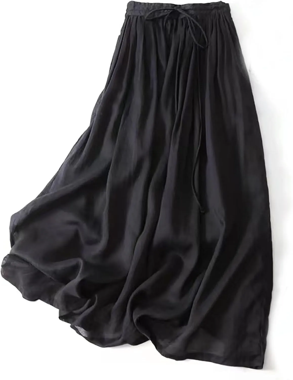 DDAPJ pyju Linen Maxi Skirts for Women Bohemian Style Long Skirt Tie Waist Flowy A Line Skirts 2025 Summer Casual Beach Skirt