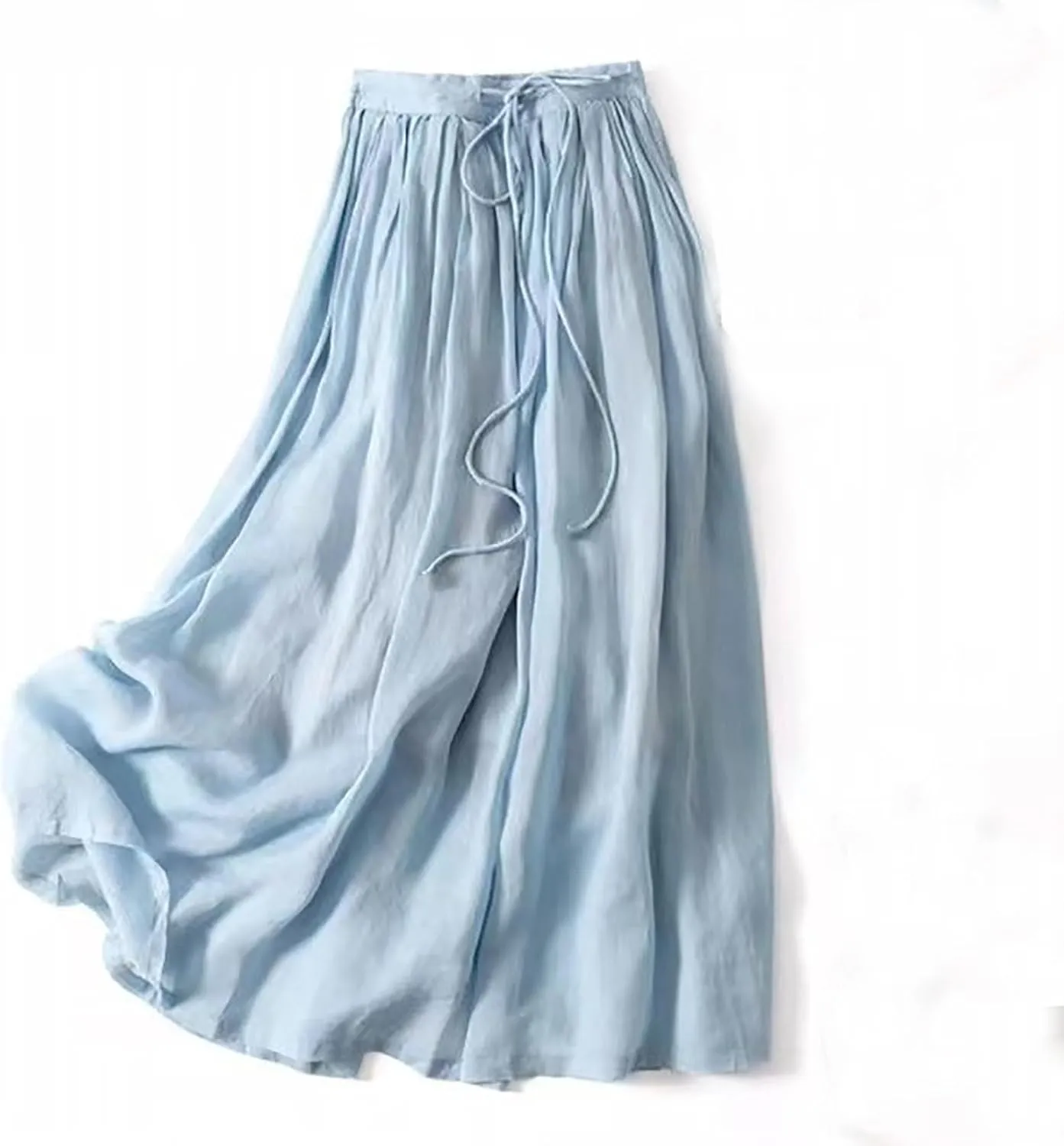 DDAPJ pyju Linen Maxi Skirts for Women Bohemian Style Long Skirt Tie Waist Flowy A Line Skirts 2025 Summer Casual Beach Skirt