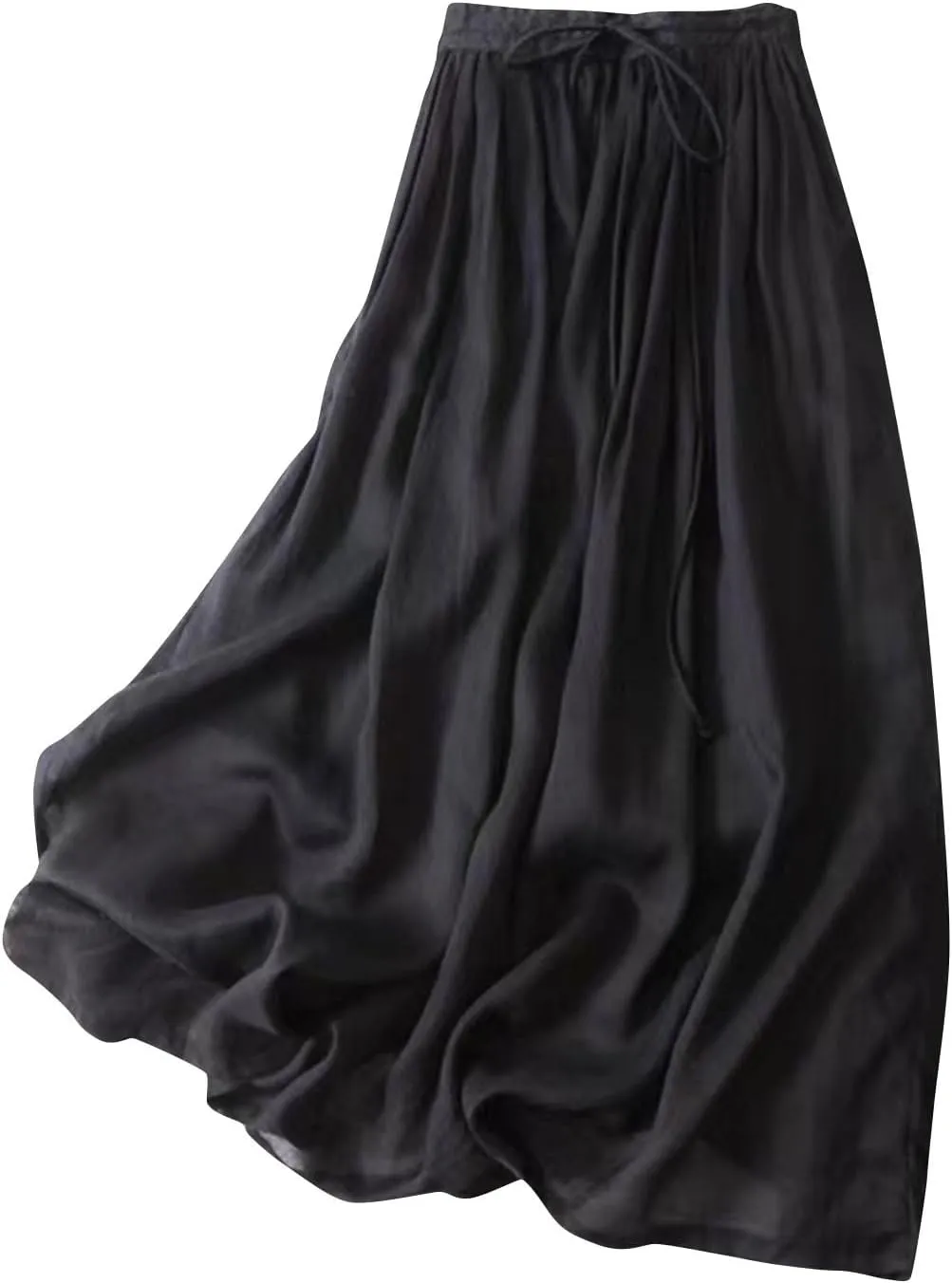 DDAPJ pyju Linen Maxi Skirts for Women Bohemian Style Long Skirt Tie Waist Flowy A Line Skirts 2025 Summer Casual Beach Skirt
