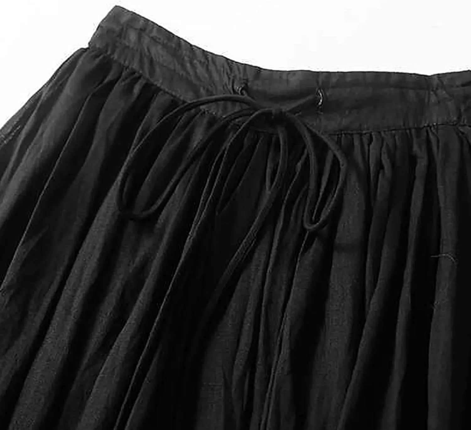 DDAPJ pyju Long Skirts for Women Bohemian Cotton Linen Double Layer Maxi Skirt Drawstring Waist Loose Beach Summer Skirt