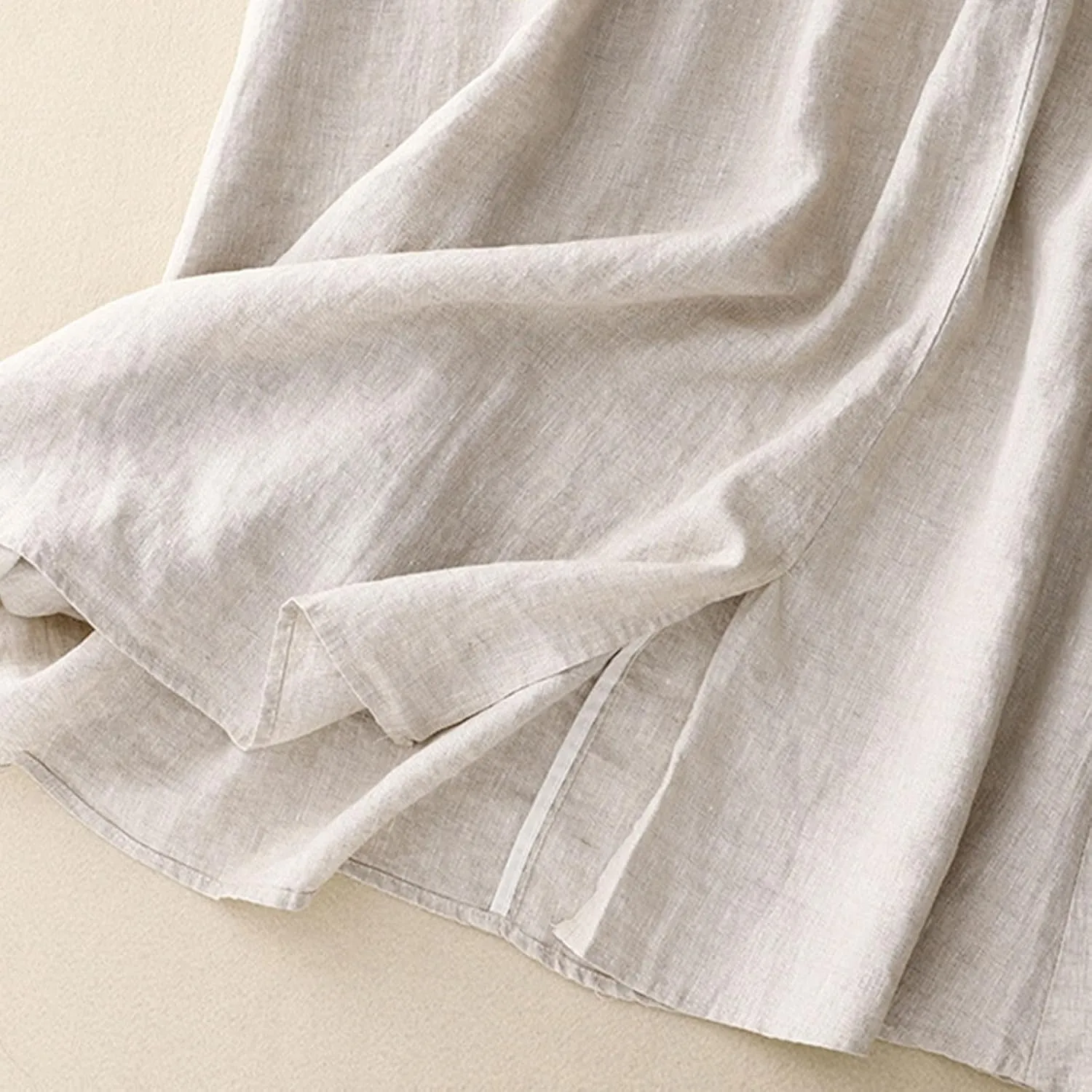 DDAPJ pyju Long Skirts for Women Bohemian Summer Cotton Linen Embroidery Skirts Drawstring Casual Beach Skirts with Pockets