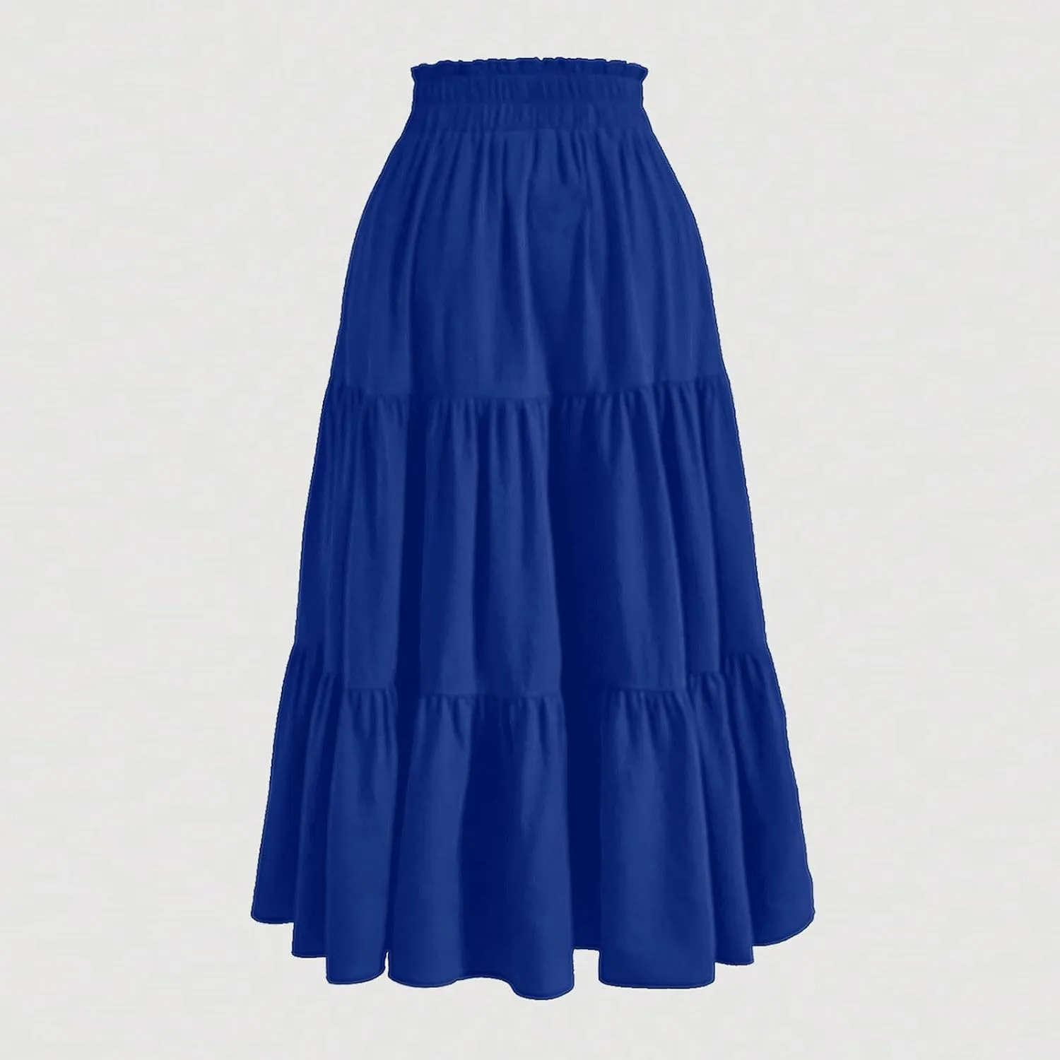DDAPJ pyju Maxi Skirts for Women 2025 Summer High Waist A-Line Flowy Tiered Ruffle Long Skirt Loose Beach Skirt with Pockets
