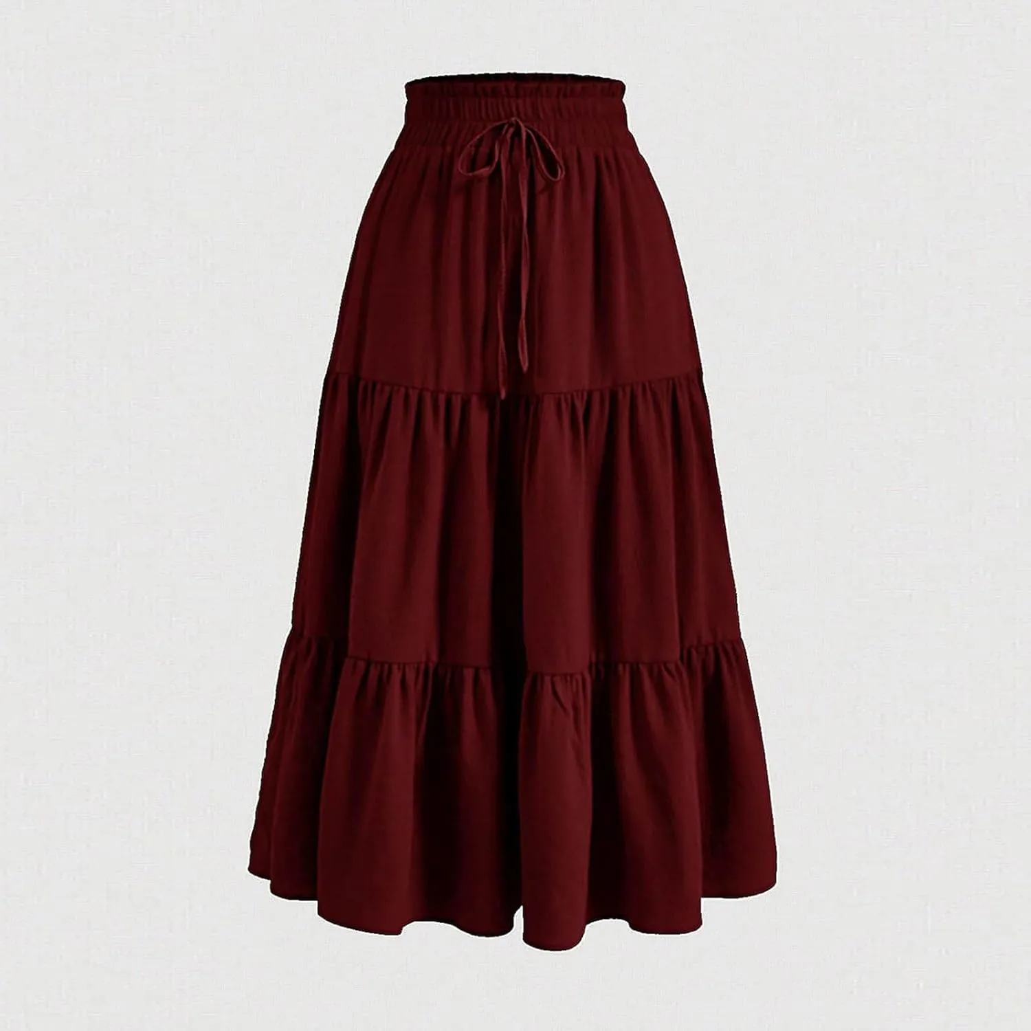 DDAPJ pyju Maxi Skirts for Women 2025 Summer High Waist A-Line Flowy Tiered Ruffle Long Skirt Loose Beach Skirt with Pockets