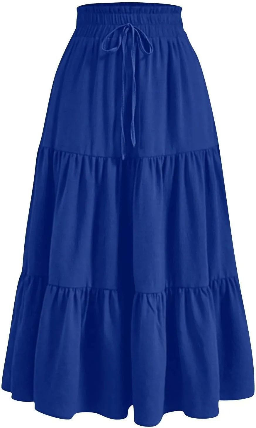 DDAPJ pyju Maxi Skirts for Women 2025 Summer High Waist A-Line Flowy Tiered Ruffle Long Skirt Loose Beach Skirt with Pockets