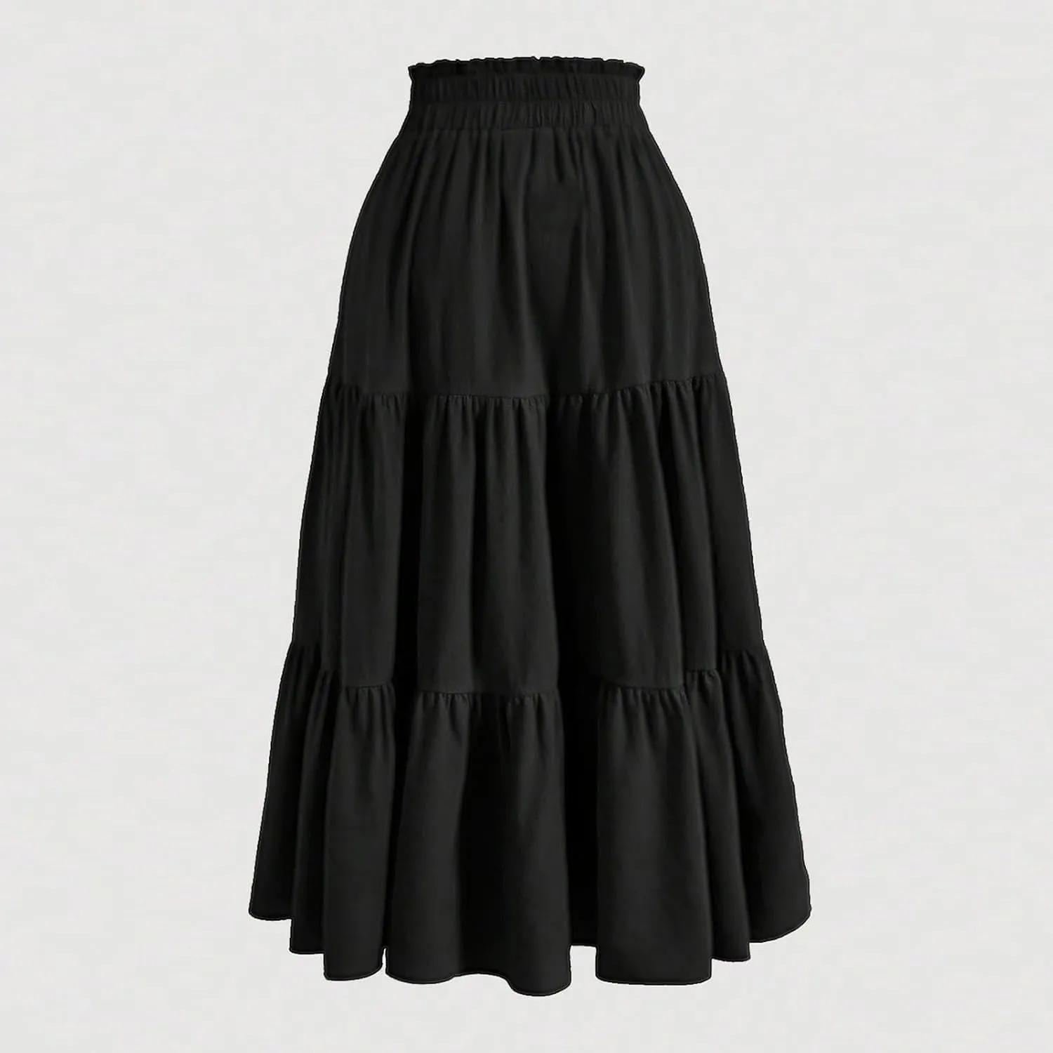 DDAPJ pyju Maxi Skirts for Women 2025 Summer High Waist A-Line Flowy Tiered Ruffle Long Skirt Loose Beach Skirt with Pockets