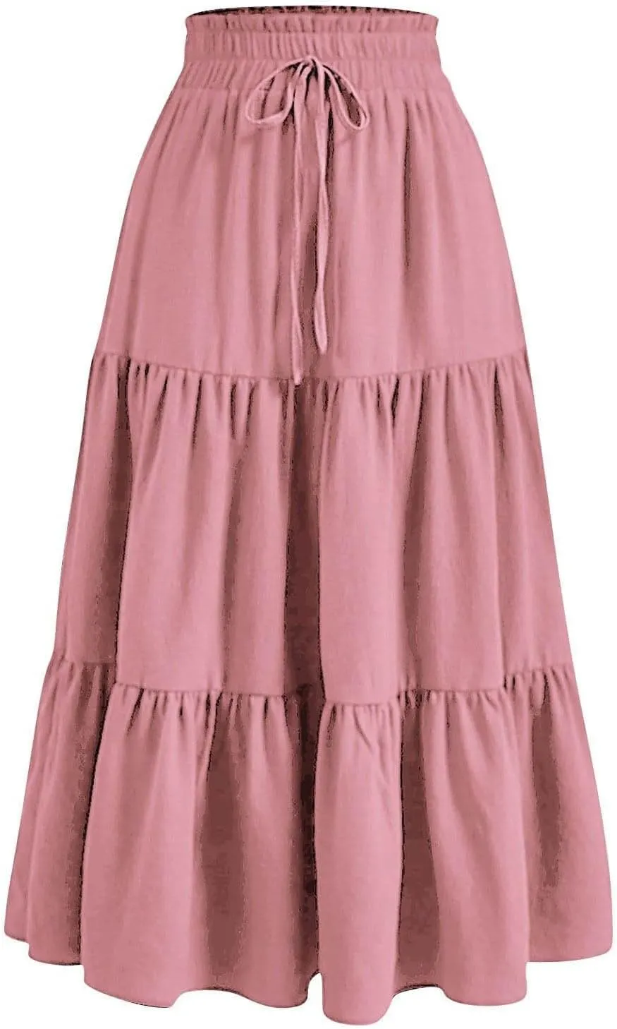 DDAPJ pyju Maxi Skirts for Women 2025 Summer High Waist A-Line Flowy Tiered Ruffle Long Skirt Loose Beach Skirt with Pockets