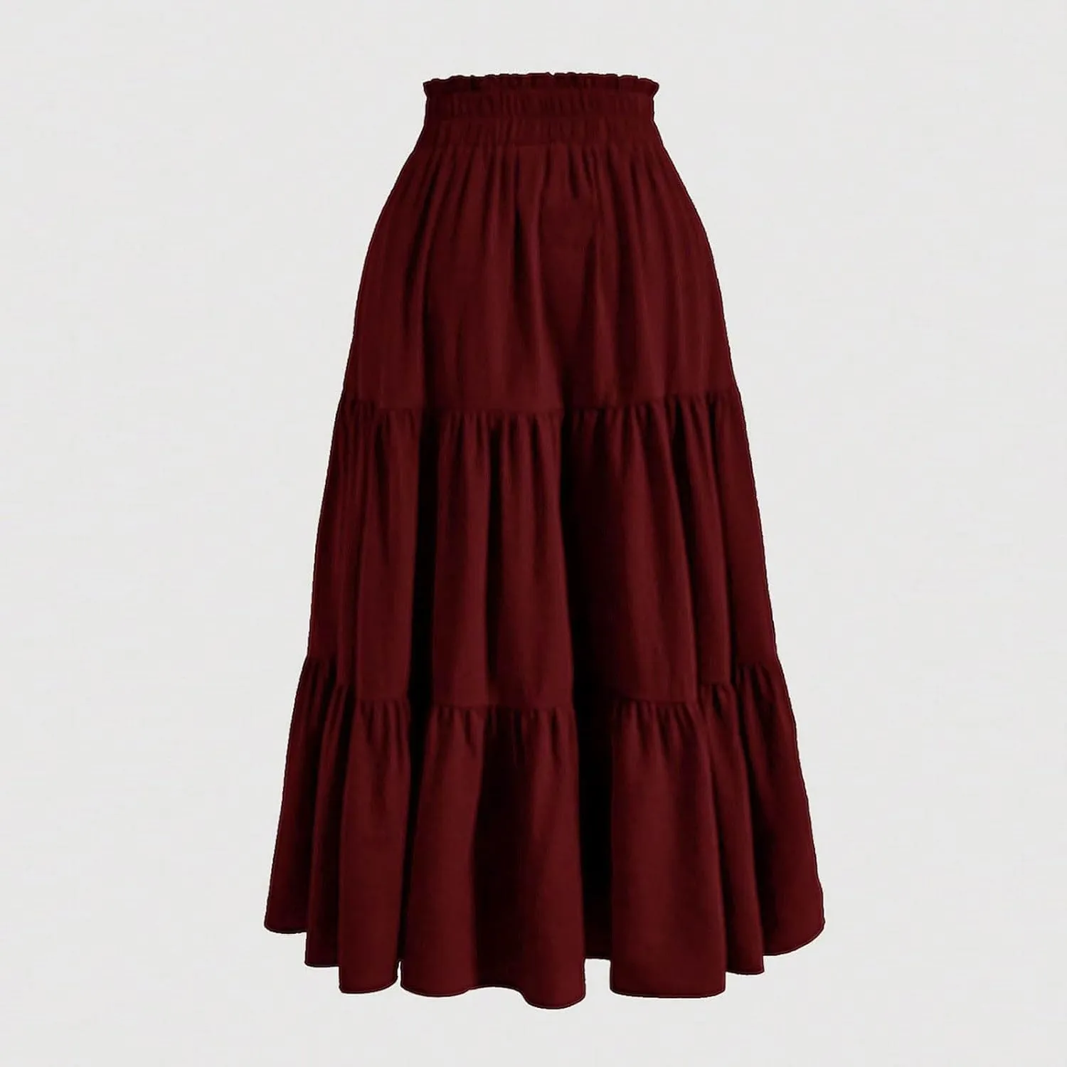 DDAPJ pyju Maxi Skirts for Women 2025 Summer High Waist A-Line Flowy Tiered Ruffle Long Skirt Loose Beach Skirt with Pockets