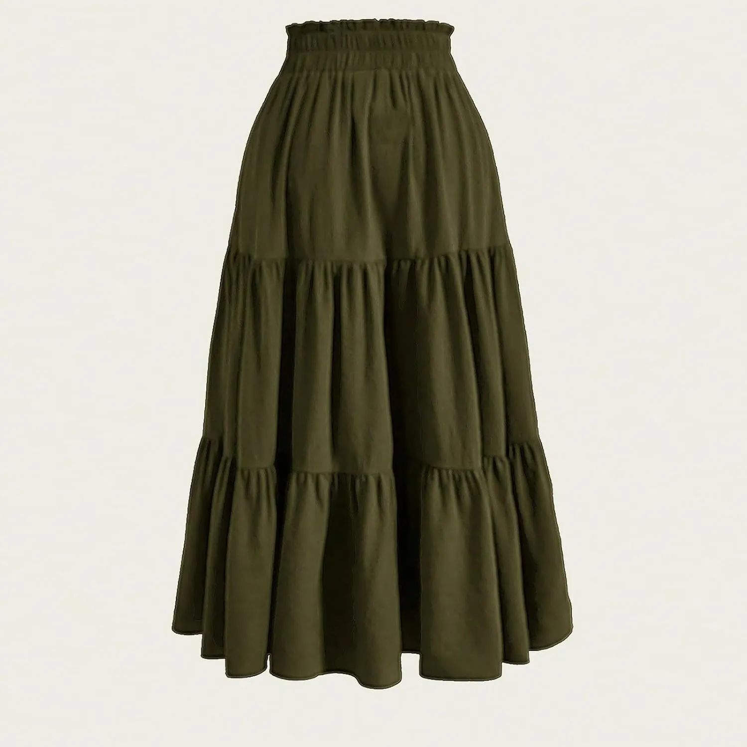 DDAPJ pyju Maxi Skirts for Women 2025 Summer High Waist A-Line Flowy Tiered Ruffle Long Skirt Loose Beach Skirt with Pockets