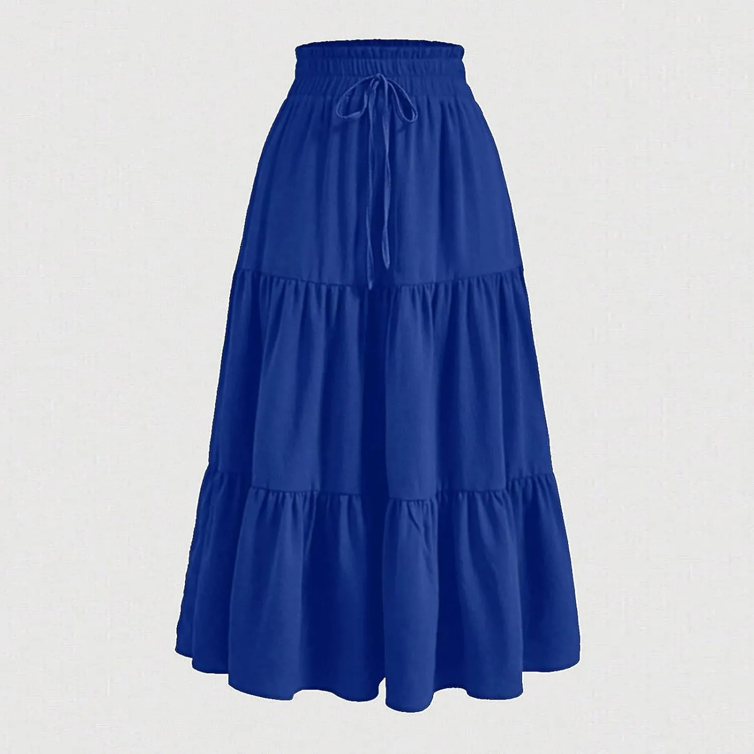 DDAPJ pyju Maxi Skirts for Women 2025 Summer High Waist A-Line Flowy Tiered Ruffle Long Skirt Loose Beach Skirt with Pockets