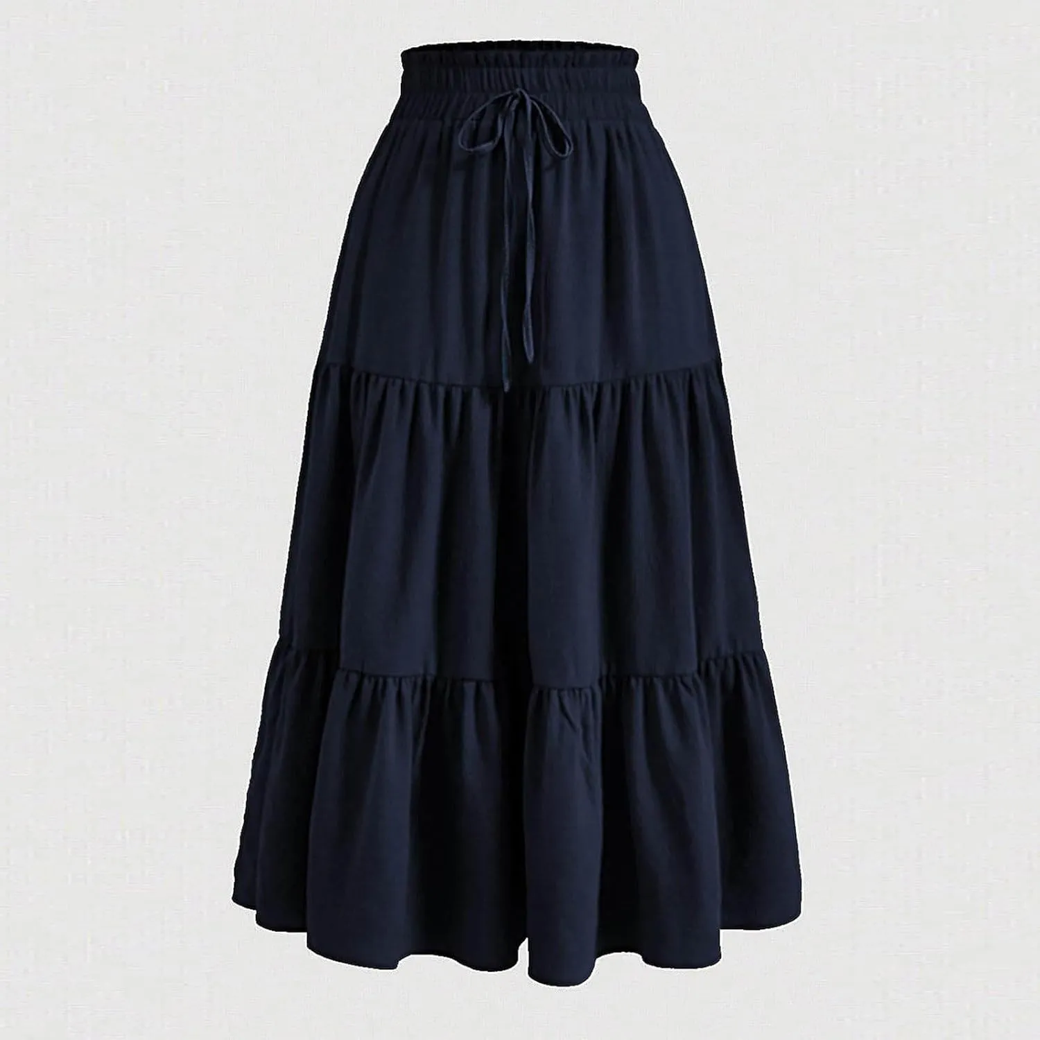 DDAPJ pyju Maxi Skirts for Women 2025 Summer High Waist A-Line Flowy Tiered Ruffle Long Skirt Loose Beach Skirt with Pockets