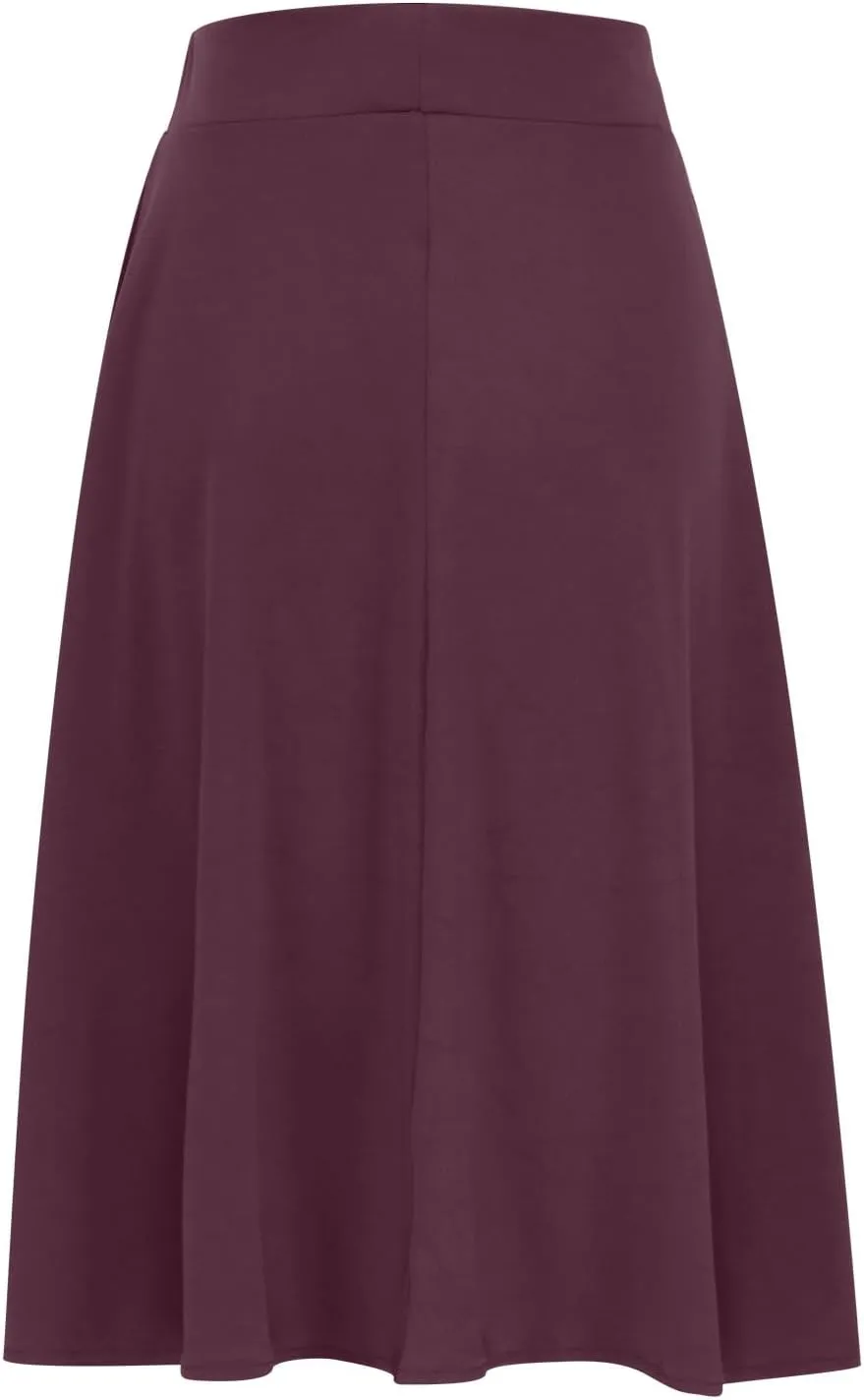 DDAPJ pyju Women's High Waist A-Line Midi Skirt Plus Size Spring Summer Long Skirts Solid Color Basic Loose Flowy Skirt
