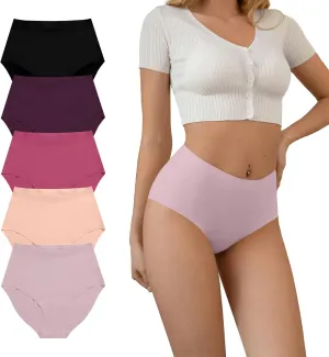 DEANGELMON Womens Seamless Bikinis Underwear High Waist Comfort Briefs Invisible No Show Panties Full Coverage Cheeky