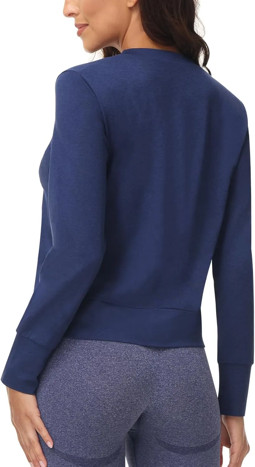 Disbest Women's Casual Basic Long Sleeve T-shirts Lightweight Sweatshirts Layering Pieces Workout Crop Tops
