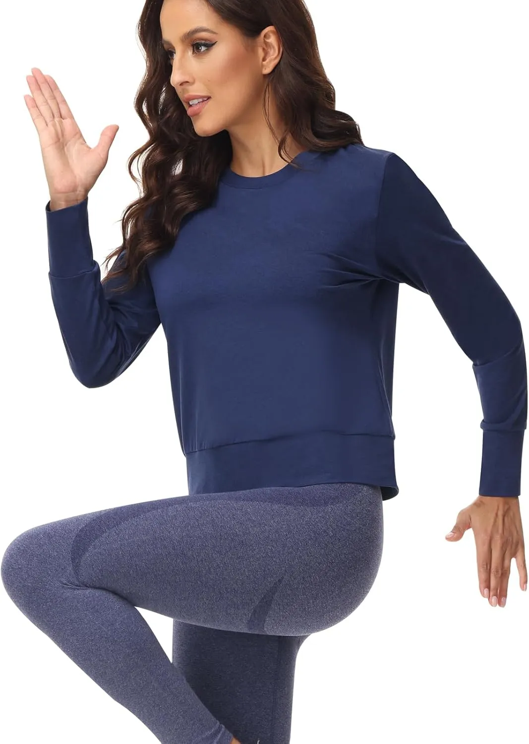 Disbest Women's Casual Basic Long Sleeve T-shirts Lightweight Sweatshirts Layering Pieces Workout Crop Tops