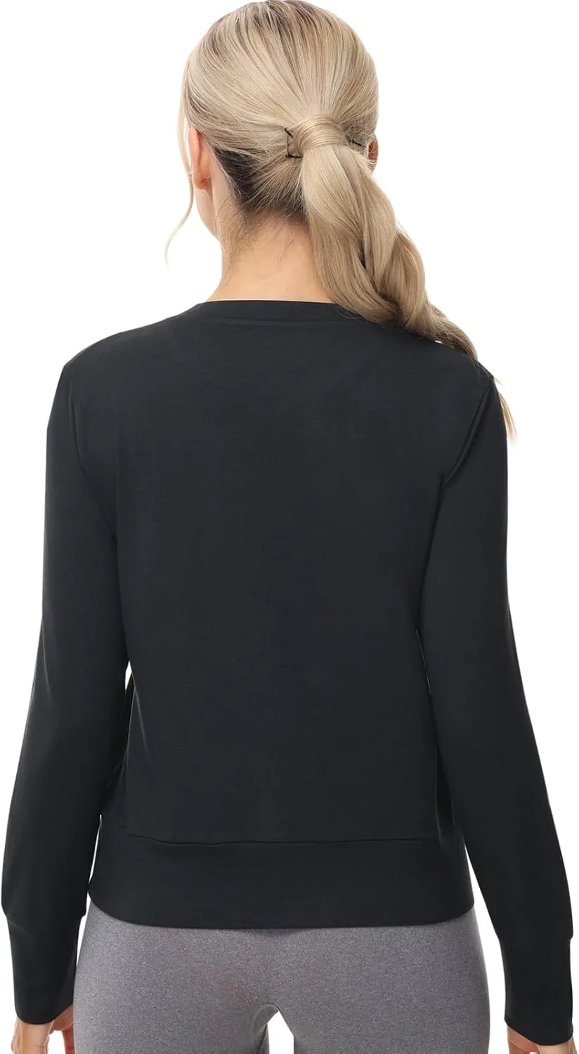 Disbest Women's Casual Basic Long Sleeve T-shirts Lightweight Sweatshirts Layering Pieces Workout Crop Tops