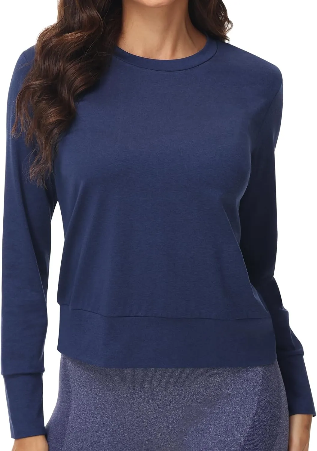 Disbest Women's Casual Basic Long Sleeve T-shirts Lightweight Sweatshirts Layering Pieces Workout Crop Tops